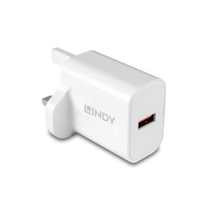 Lindy 18W USB Type-A Charger - rear slant 