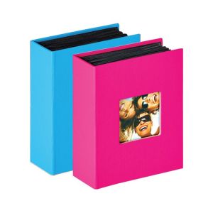 4004122262076 Fun Mini Max Photo Album - Assorted Colours - 100 6x4 - light blue & pink front slant 