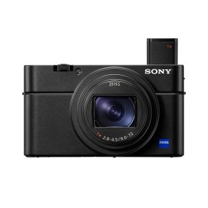 Sony Cybershot RX100 VIIA Compact Digital Camera - front straight with EVF up
