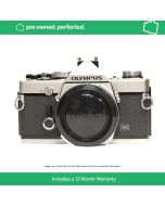 Pre-Owned Film Olympus OM-1N SLR Camera Body - Silver - front straight with cap