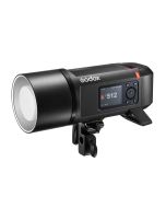 Godox AD600 Pro II (TTL) Portable Studio Flash Head - front slant user screen side with diffuser attached 