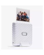 Fujifilm Instax Link Wide Printer - White - front slant with print 