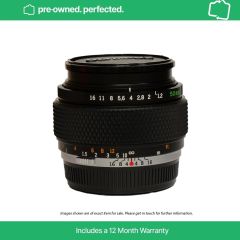 Pre-Owned Olympus Film Zuiko 50mm F1.2 Auto-S Lens  -topside upright 