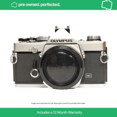 Pre-Owned Film Olympus OM-1N SLR Camera Body - Silver - front straight with cap
