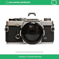 Pre-Owned Film Olympus OM-1N SLR Camera Body - Silver - front straight with cap