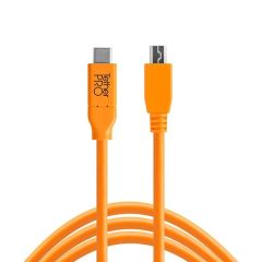 Tether Tools TetherPro USB-C to 2.0 Micro-B 5-Pin 15' (4.6m) High-Visibility Orange