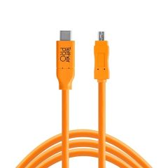 Tether Tools TetherPro USB-C to 2.0 Mini-B 8-Pin 15' (4.6m) High-Visibility Orange