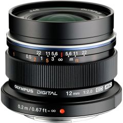 Olympus M.Zuiko DIGITAL ED 12mm f/2 Lens - Black