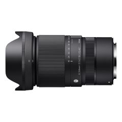 Sigma 16-300mm F3.5-6.7 DC OS | C - Canon RF Lens - topside horizontal with hood attached 