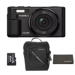 Yashica City 200 Digital Compact Camera - Black - ProMaster Kit