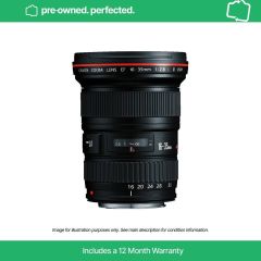 Pre-Owned Canon EF 16-35mm F2.8L II USM Lens - top side upright 