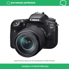 Pre-Owned Canon EOS 90D & EF-S 18-135mm f/3.5-5.6 IS USM Lens - front slant 