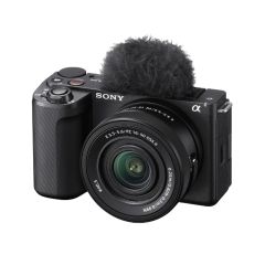 Sony ZV-E10 II Vlogging Camera & E 16-50mm f/3.5-5.6 OSS II Lens - front top-side slant lens attached 
