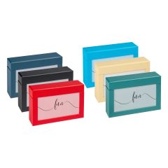 Fun photo storage boxes for 100 6x4" photos - available in blue, ocean blue, black, cream, red and petrol green 