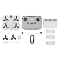 DJI Neo Drone Fly More Combo - what's in the box - flat lay