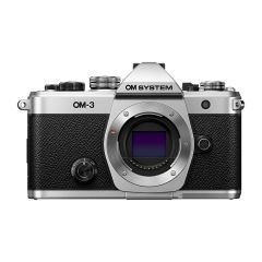 OM System OM-3 Body - Silver - front straight 