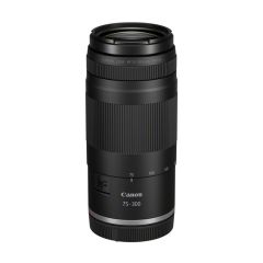 Canon RF 75-300mm F4-5.6 Lens - topside tilt with dust cap attached 