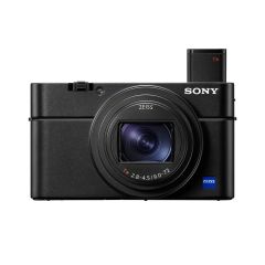 Sony Cybershot RX100 VIIA Compact Digital Camera - front straight with EVF up