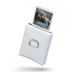 Fujifilm Instax Square Link Printer - White - front tilt with print 