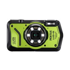 Pentax WG-8 Green Tough Compact Camera - Front, front ring light illuminated