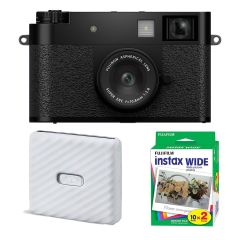 Fujifilm X half Premium Compact Camera - Black, Instax Link Wide & Film Value Kit - what's included 