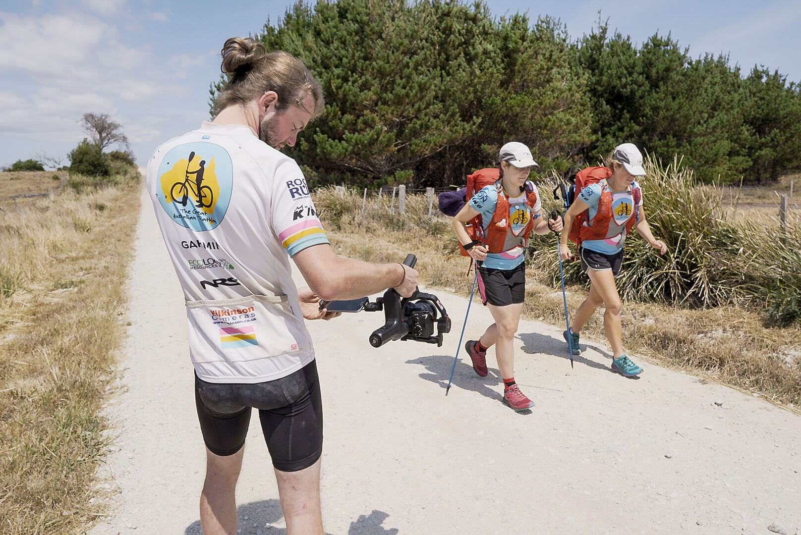 Jonathan Doyle filming the first leg of The Great Australian Triathlon