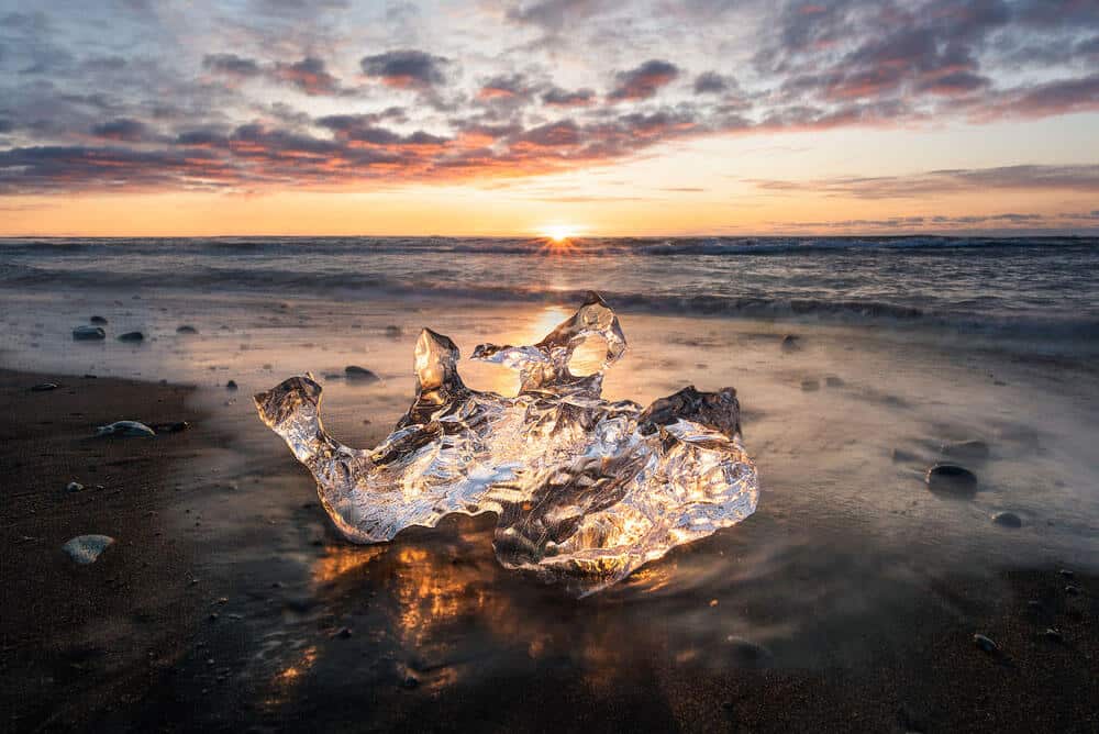 Sunrise on Breiðamerkursander beach
