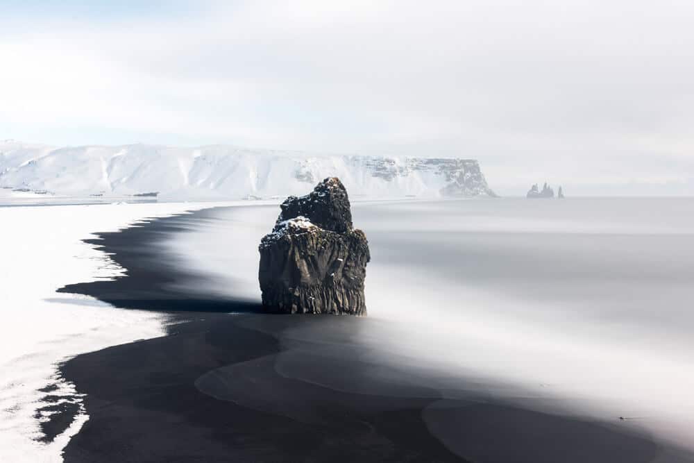 black and white beach