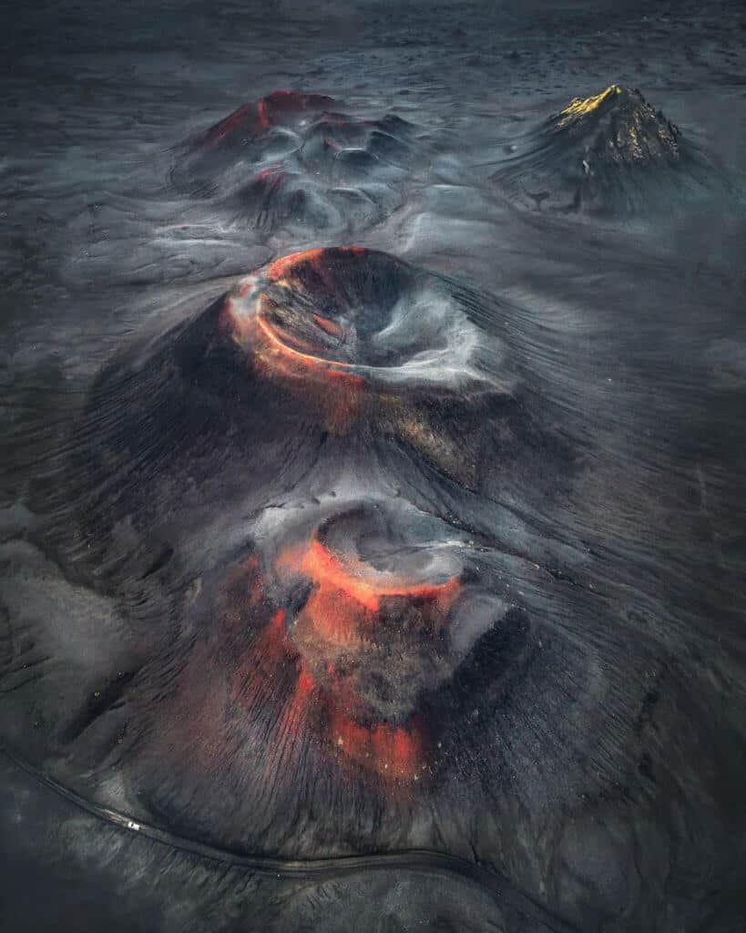 volcanic landscape from above