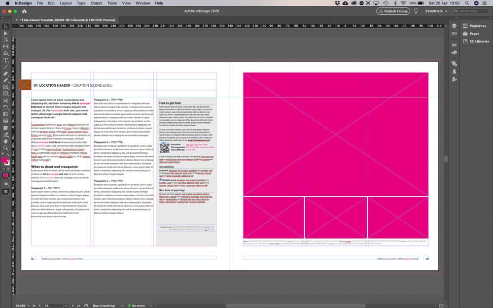 Mockup pages for guidebook