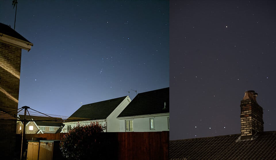 Orion constellation above house
