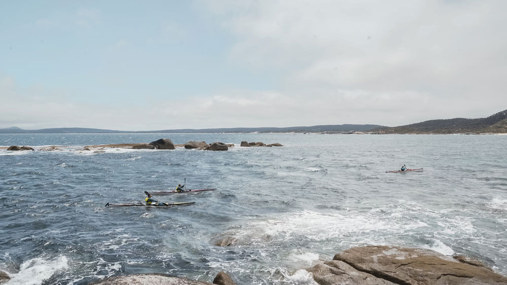 sea view of kayakers